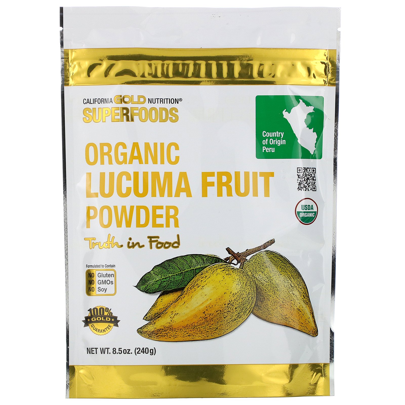 California Gold Nutrition, Superfoods, Lucuma Orgânico em Pó, 8,5 oz (240 g)