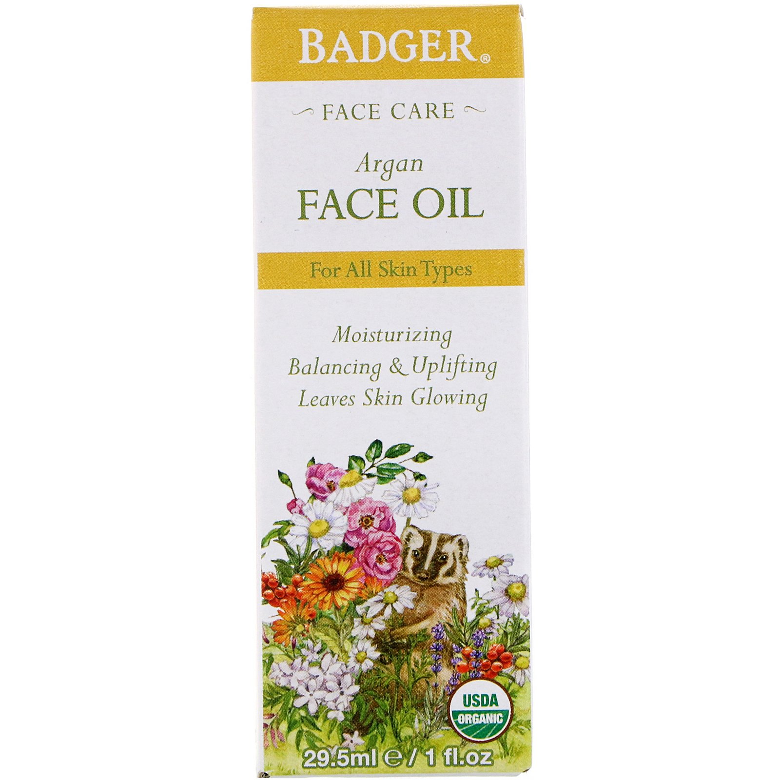 Badger Company, Óleo Facial de Argan, Para Todos os Tipos de Peles, 1 fl oz (29,5 ml)
