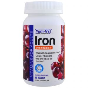 YumV's, Ferro, com Vitamina C, Sabor de Uva, 60 Balas de Goma