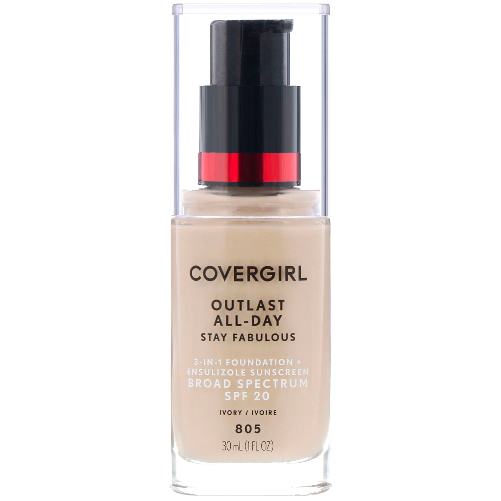 Covergirl, Outlast All-Day Stay Fabulous, Base 3 em 1, 805 Marfim, 30 ml