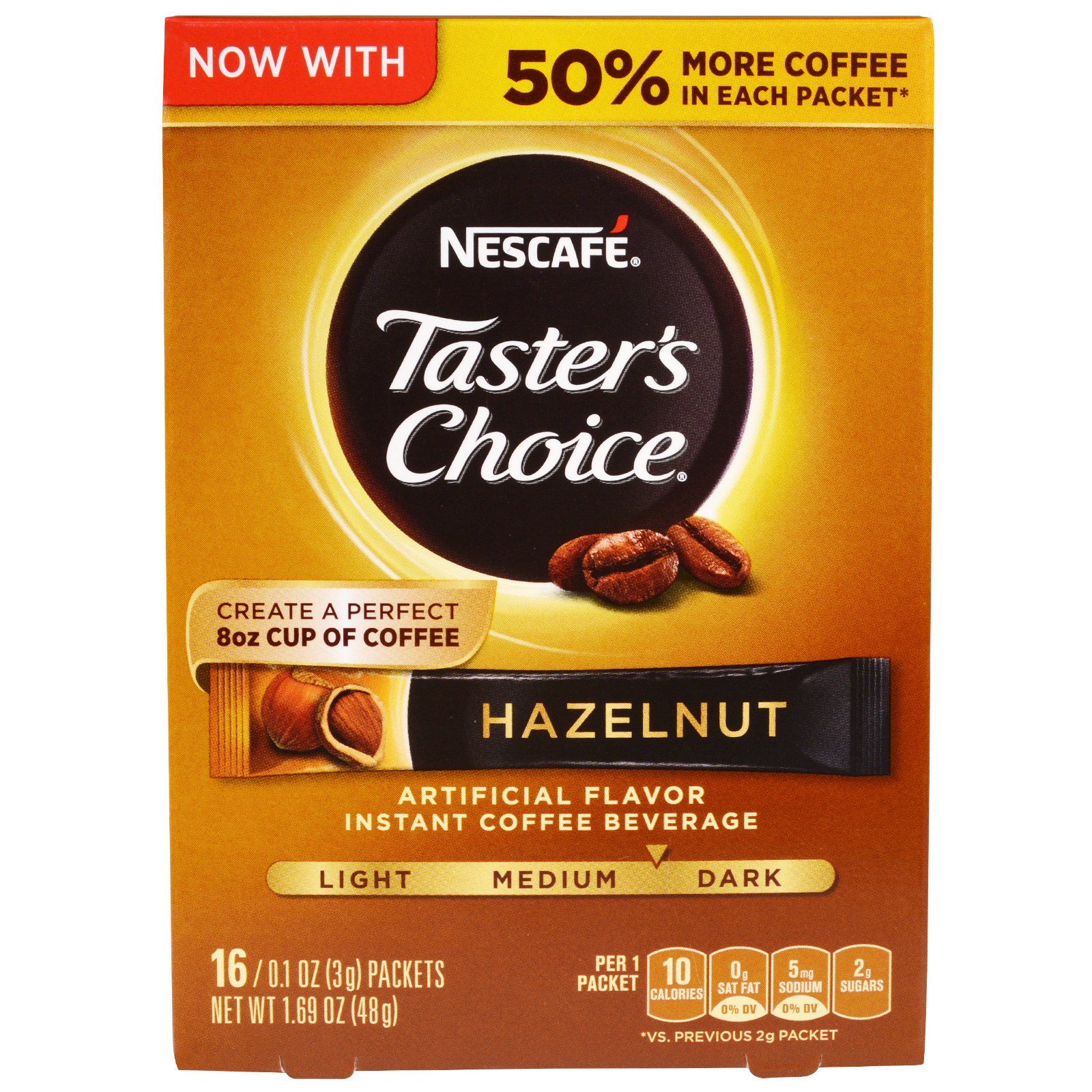 Nescafé, Taster's Choice, Bebida de Café Instantâneo, Avelã, 16 Pacotes, 0,1 oz (3 g) Cada