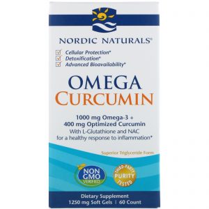 Nordic Naturals, Ômega Curcumina, 1.250 mg, 60 Cápsulas Softgel