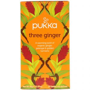 Pukka Herbs, Chá de Ervas Three Ginger, Sem Cafeína, 20 Saquinhos, 36 g