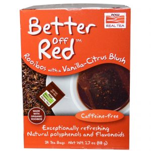 Now Foods, Chá de Verdade, Vermelho Melhor, Rooibos com Baunilha Cítrica Vermelha, Sem Cafeína, 24 Sacos de Chá, 48 g (1.7 oz)