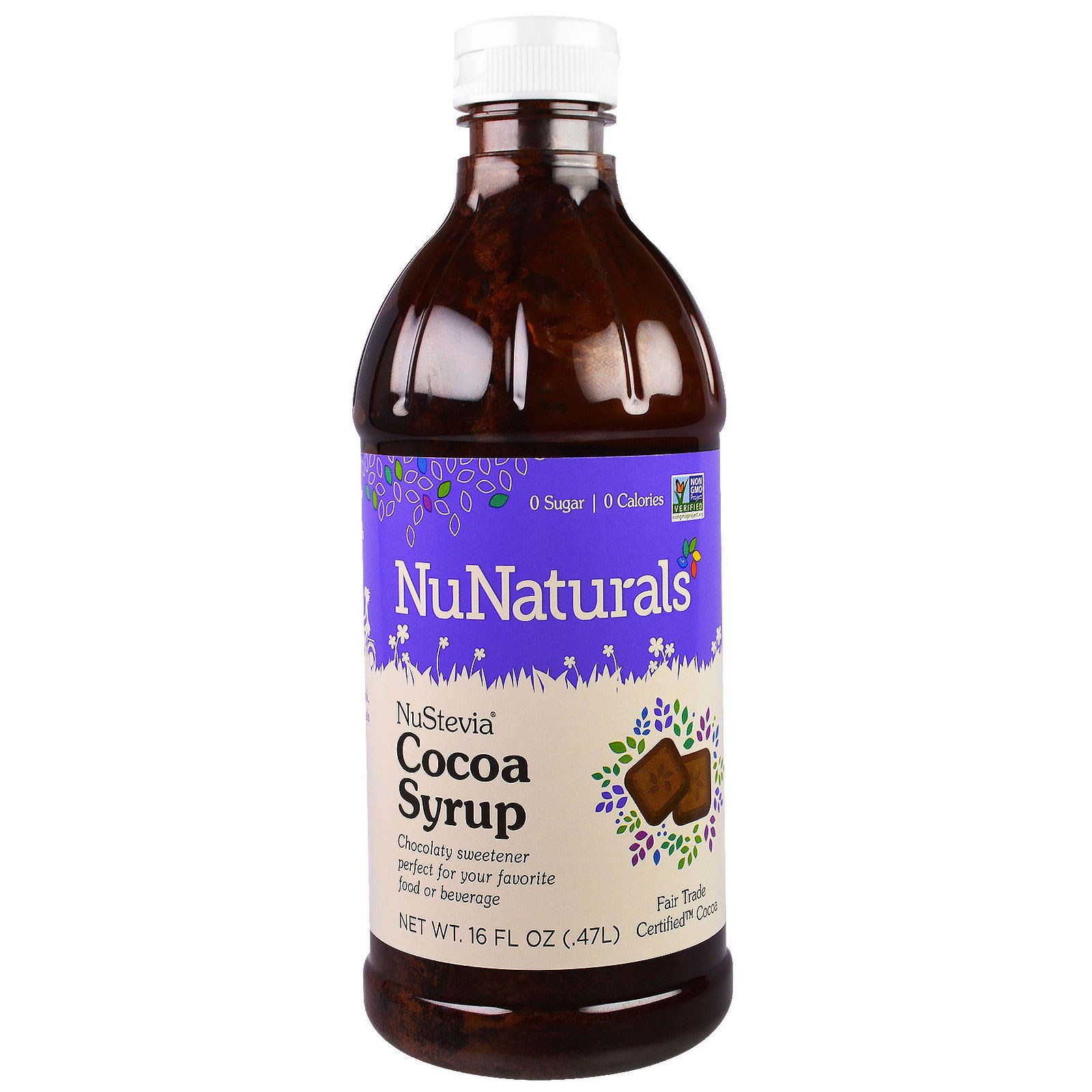 NuNaturals, Xarope de Cacau NuStevia, 16 oz fl (0,47 l)