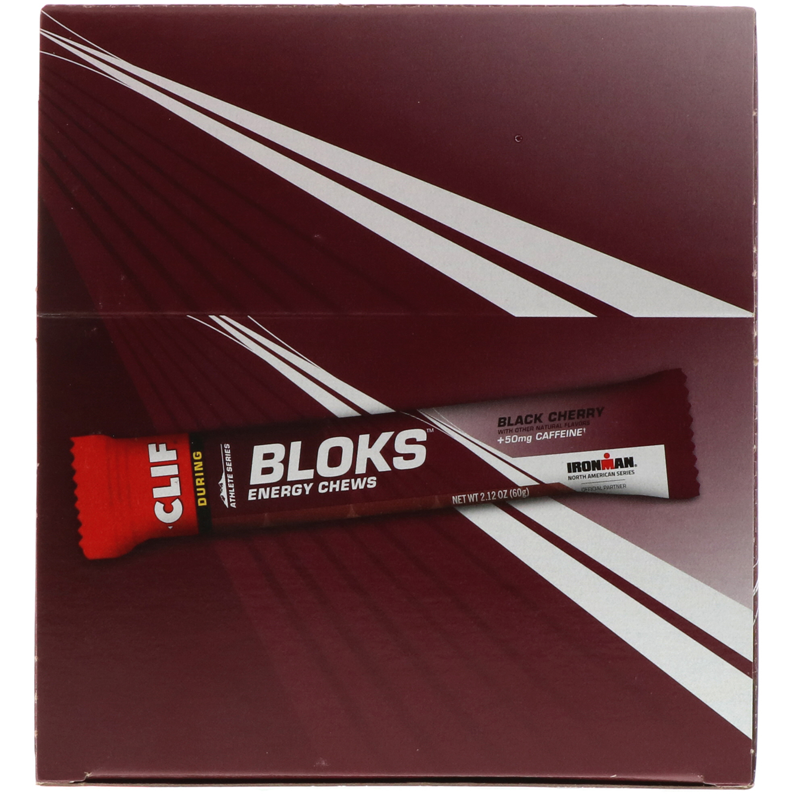 Clif Bar, Energéticos Mastigáveis Bloks, Cereja Preta + 50 mg de Cafeína, 18 Saches, 2,12 oz (60 g) Cada - Imagem 2