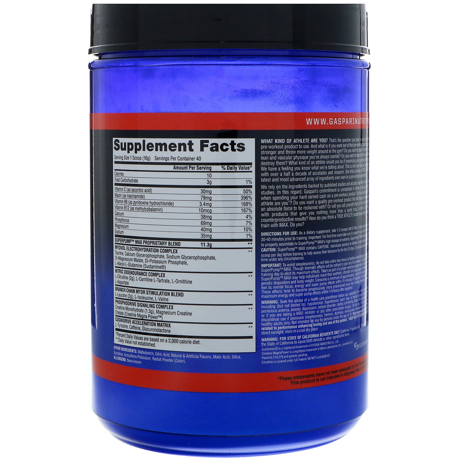 Gaspari Nutrition, SuperPump Max, Fruit Punch Blast, 1.41 lbs (640 g) - Imagem 2