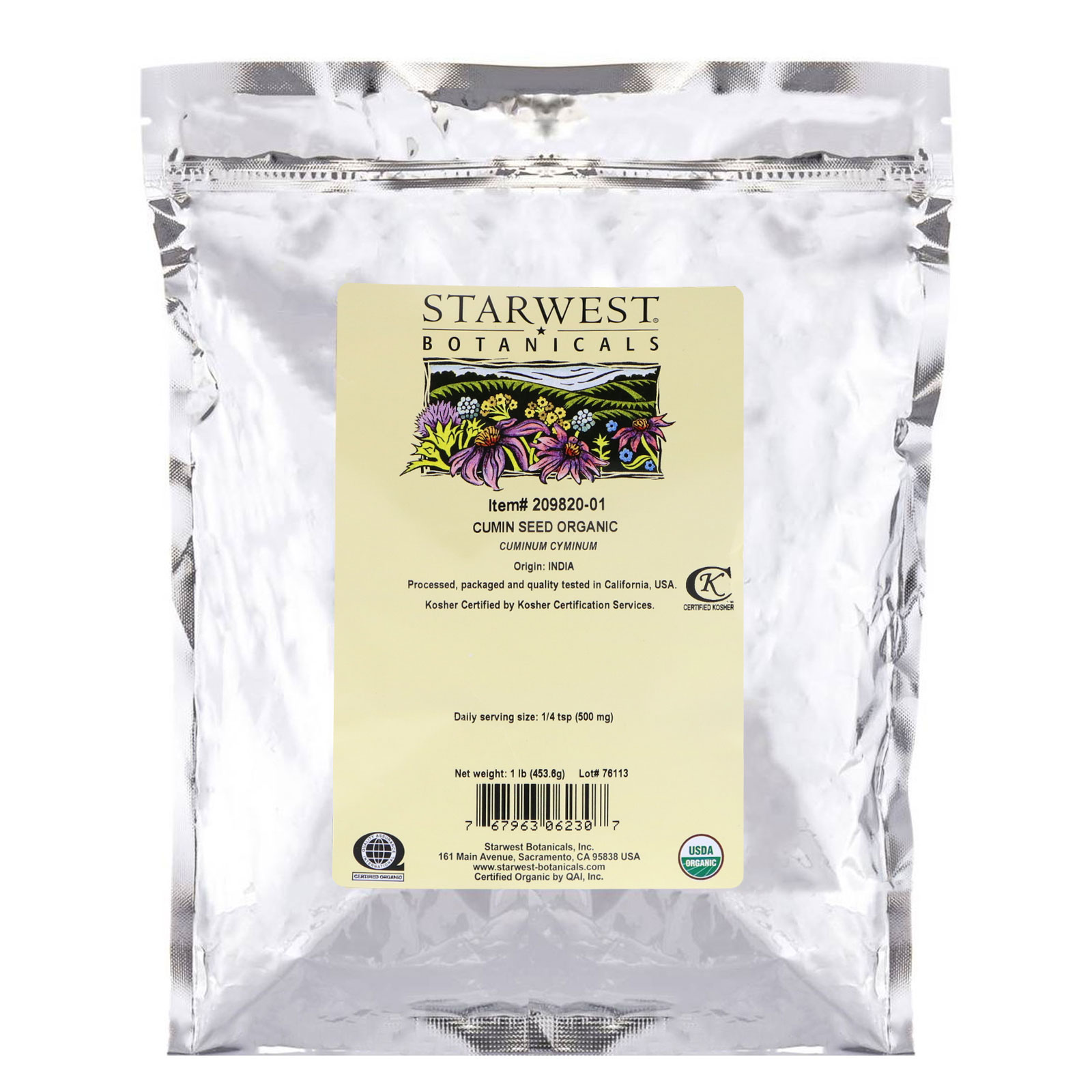 Starwest Botanicals, Semente de Cominho Orgânica, 453,6 g (1 lb) - Imagem 2