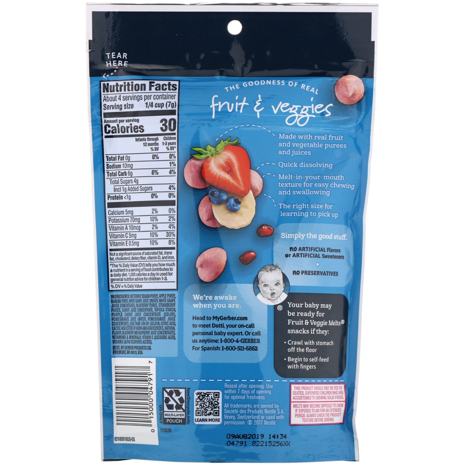 Gerber, Fruit & Veggie Melts, 8+ Months, Very Berry Blend, 1.0 oz (28 g) - Imagem 2