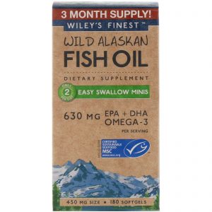 Wiley's Finest, Óleo de Peixe Selvagem do Alasca, Easy Swallow Minis, 450 mg, 180 Cápsulas Softgel