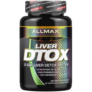 ALLMAX Nutrition, Liver Dtox com Silimarina de Força Extra (Cardo-Mariano) e Cúrcuma (95% de curcumina), 42 Cápsulas