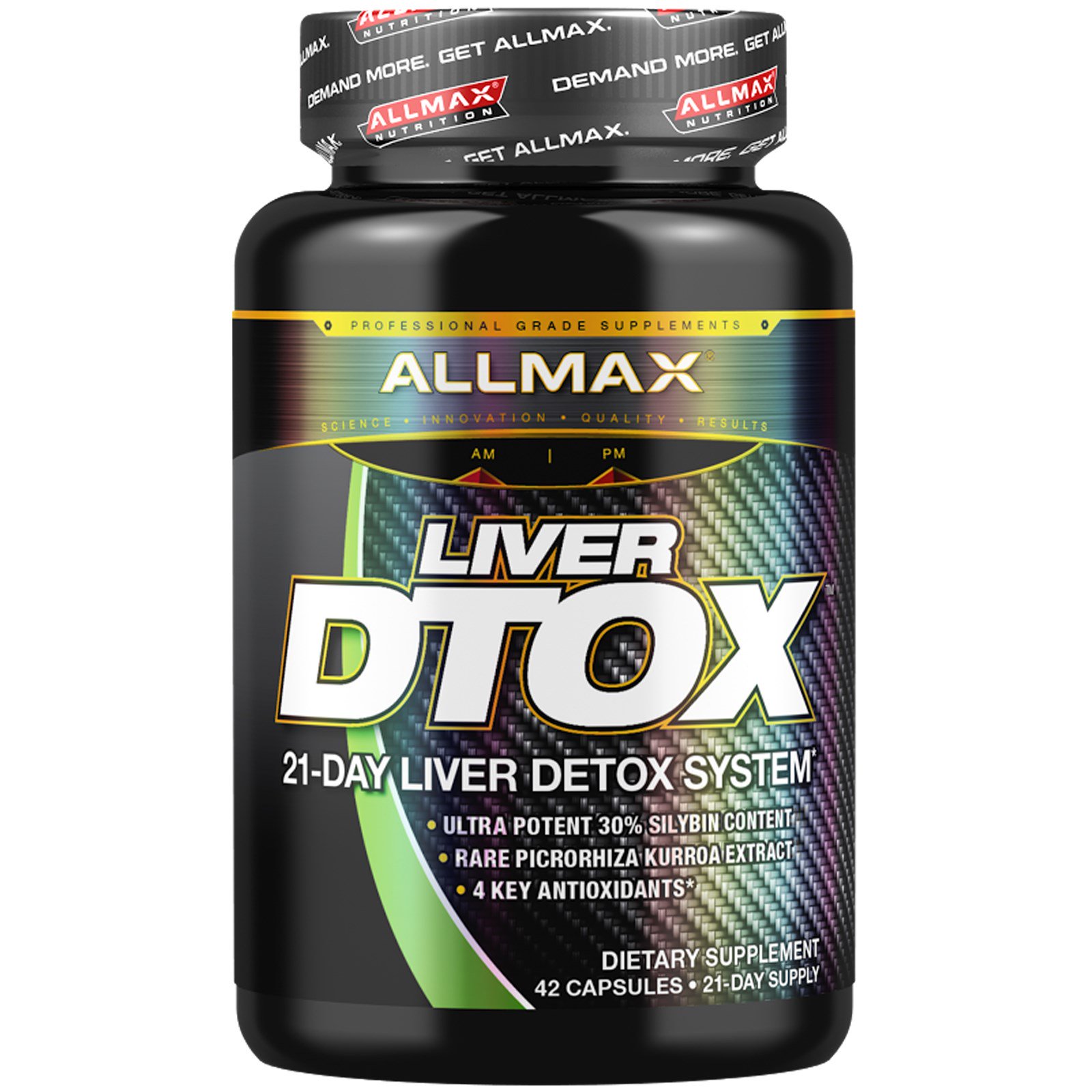 ALLMAX Nutrition, Liver Dtox com Silimarina de Força Extra (Cardo-Mariano) e Cúrcuma (95% de curcumina), 42 Cápsulas