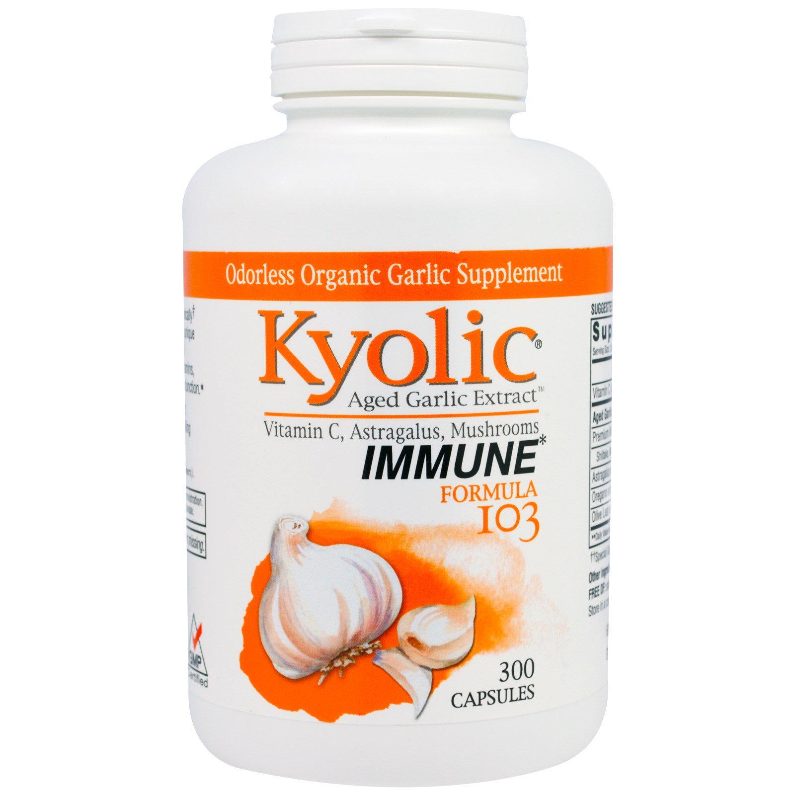 Kyolic, Extrato de Alho Envelhecido, Imune, Fórmula 103, 300 Cápsulas