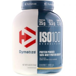 Dymatize Nutrition, ISO100, Hidrolisado, Isolado Proteico de Soro de Leite 100%, Baunilha Gourmet, 2,3 kg (5 lbs)