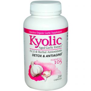 Kyolic, Extrato de Alho Envelhecido, Desintoxicação e Anti-envelhecimento, Fórmula 105, 200 Cápsulas