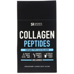 Sports Research, Peptídeos de colágeno, sem sabor, 20 pacotes, (11 g) cada