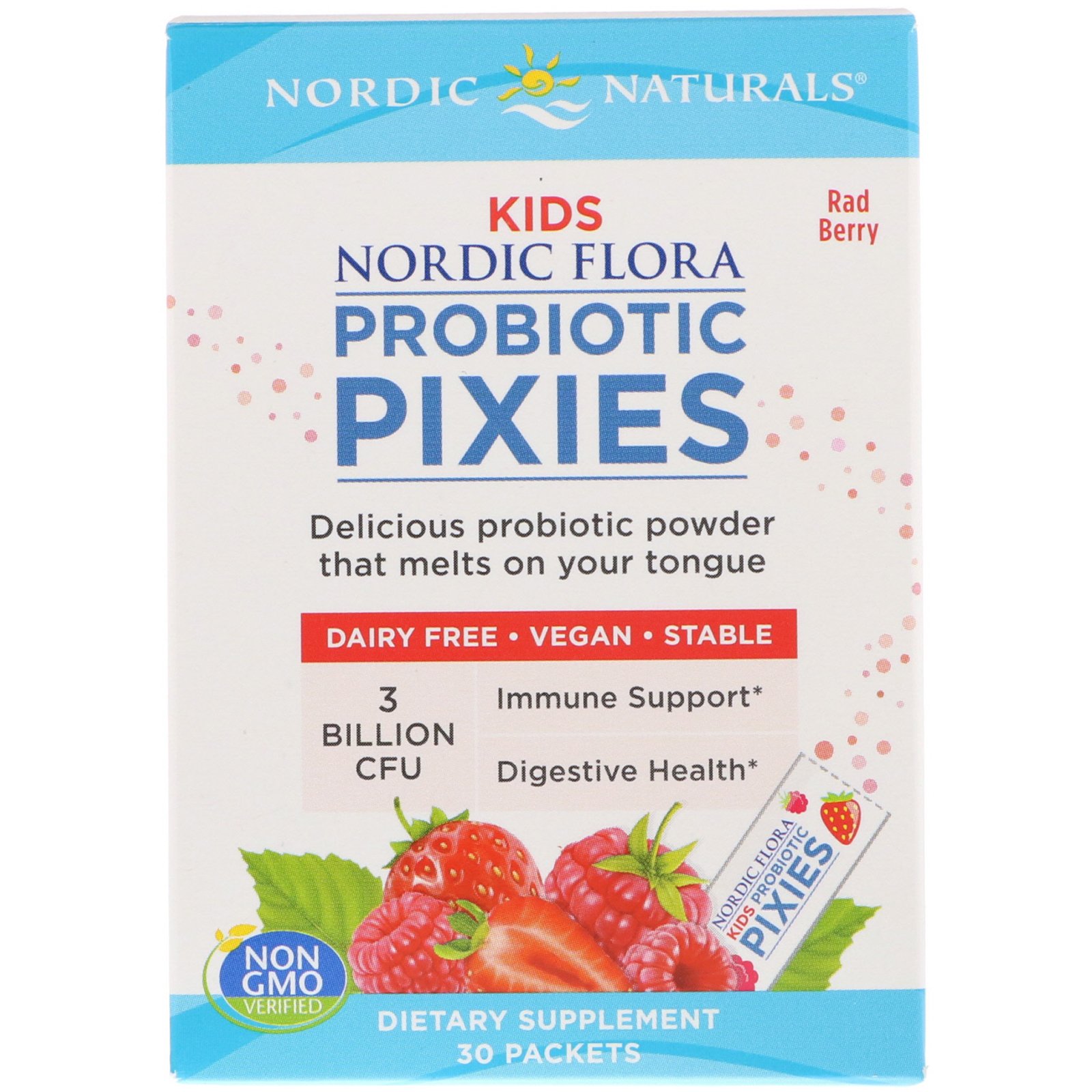 Nordic Naturals, Nordic Flora Kids, Probiótico Pixies, Cereja Radical, 3 Bilhões de UFCs, 30 Pacotinhos