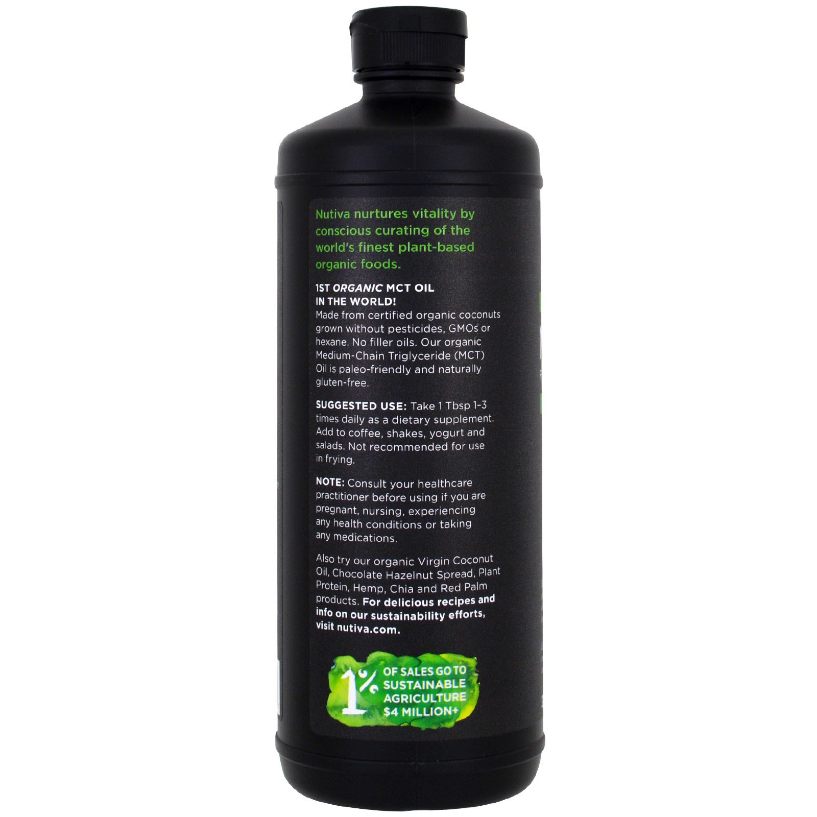 Nutiva, Óleo TCM Orgânico de Coco, Sem Sabor, 946 ml (32 fl oz) - Imagem 3