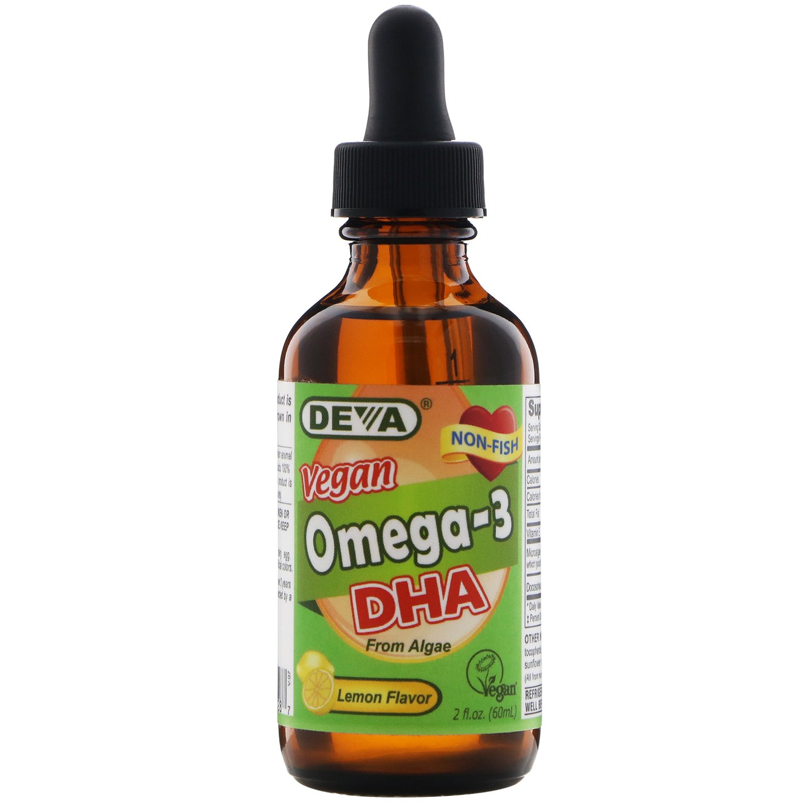 Deva, Ômega-3 DHA, Vegano, Sabor de Limão, 60 ml (2 fl oz)