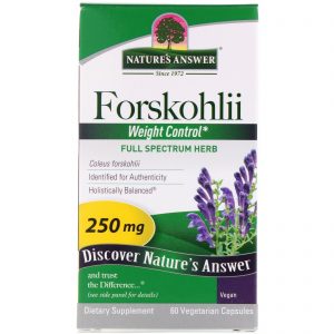 Nature's Answer, Forskohlii, 250 mg, 60 cápsulas vegetais
