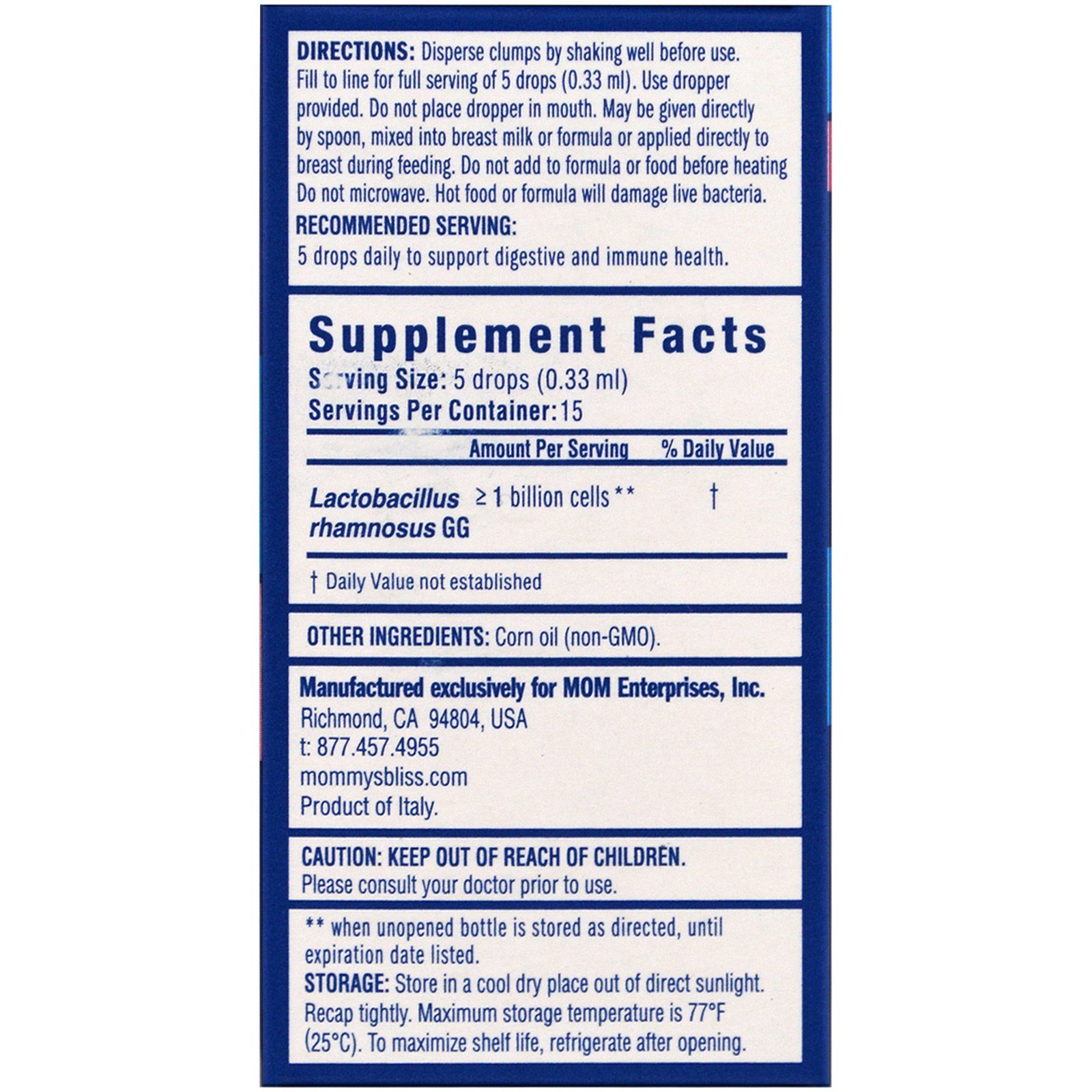Mommy's Bliss, Probiotic Drops, 15 Day Boost, Newborn+, 0.20 fl oz (6 ml) - Imagem 3