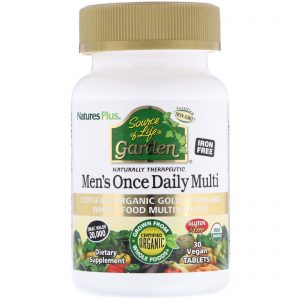 Nature's Plus, Jardim Fonte da Vida, Multi uma vez ao dia para homens, 30 tabletes Veganos
