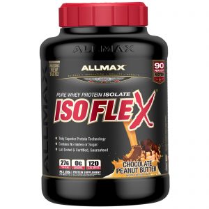 ALLMAX Nutrition, Isoflex, Isolado de Proteína Whey 100% Ultra-Puro (Filtragem de partículas carregada com íons), Chocolate e manteiga de amendoim, 5 lbs (2,27 kg)