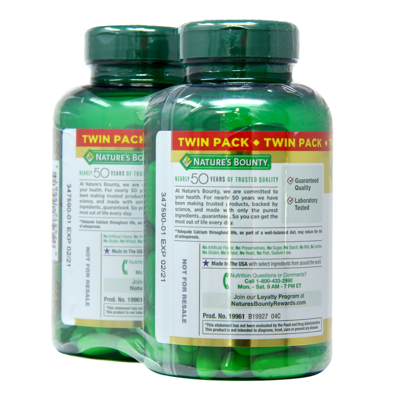 Nature's Bounty Cálcio mais Vitamina D3 Twin Pack - 1,200 mg - 120 Cápsulas em Gel Per Bottle - Imagem 3