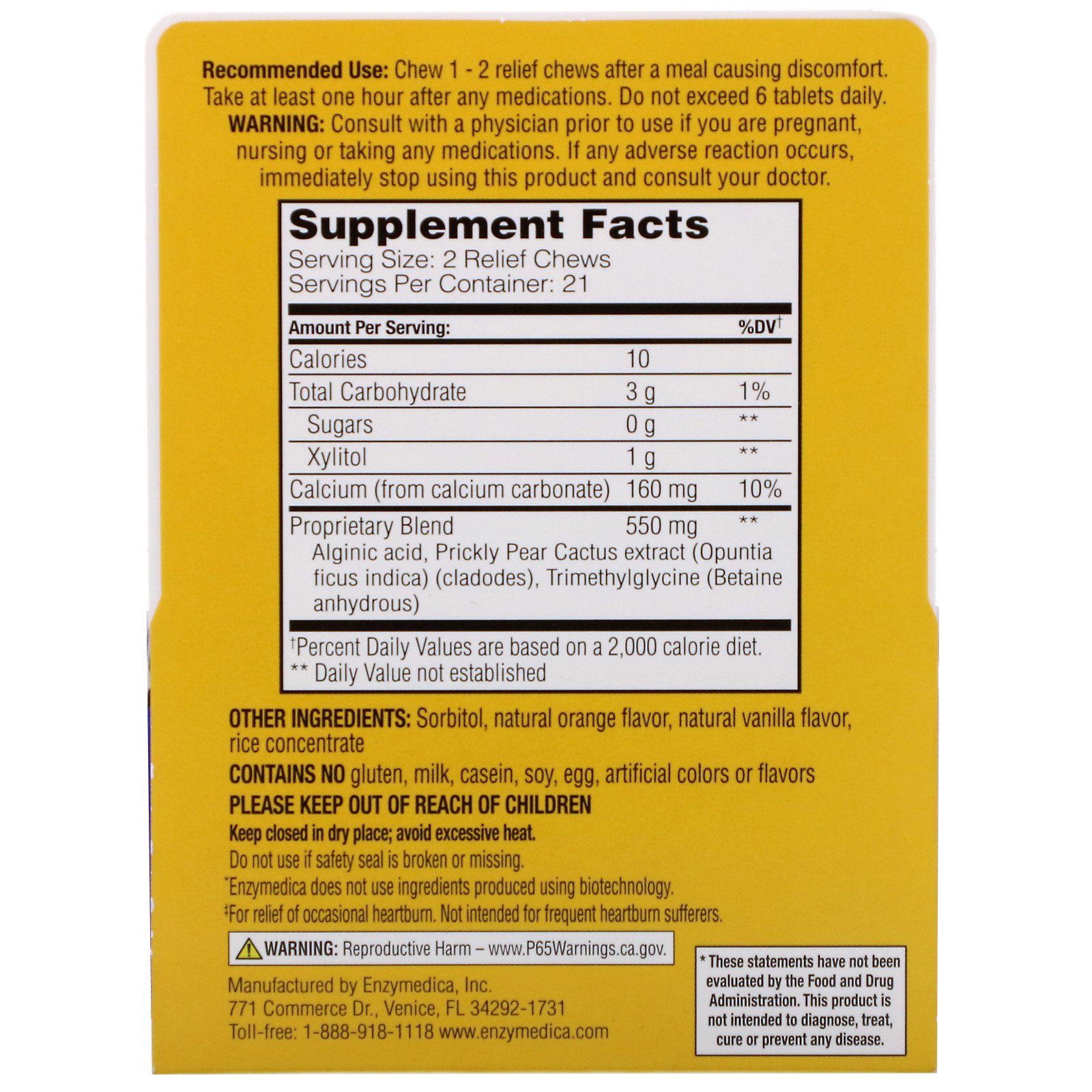 Enzymedica, Heartburn Relief, Vanilla-Orange Flavored, 42 Relief Chews - Imagem 2