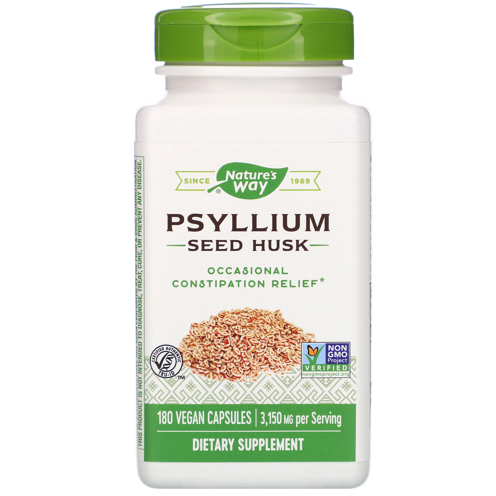 Nature's Way, Casca de psyllium, 525 mg, 180 Cápsulas Vegetais