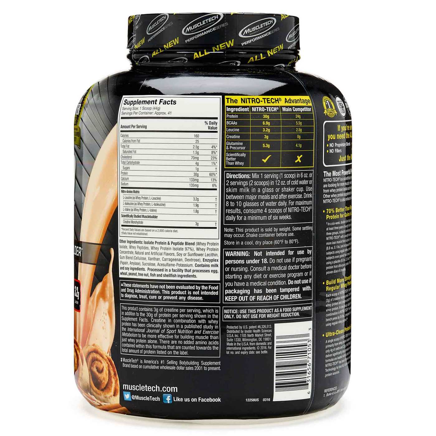 Muscletech Nitro Tech, Redemoinho de canela - 4.00 lbs - Imagem 2