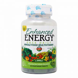 Kal, Energia Reforçada Livre de Ferro uma vez por dia, Vitamina Whole Food - 60 Vegetarian Tabletes