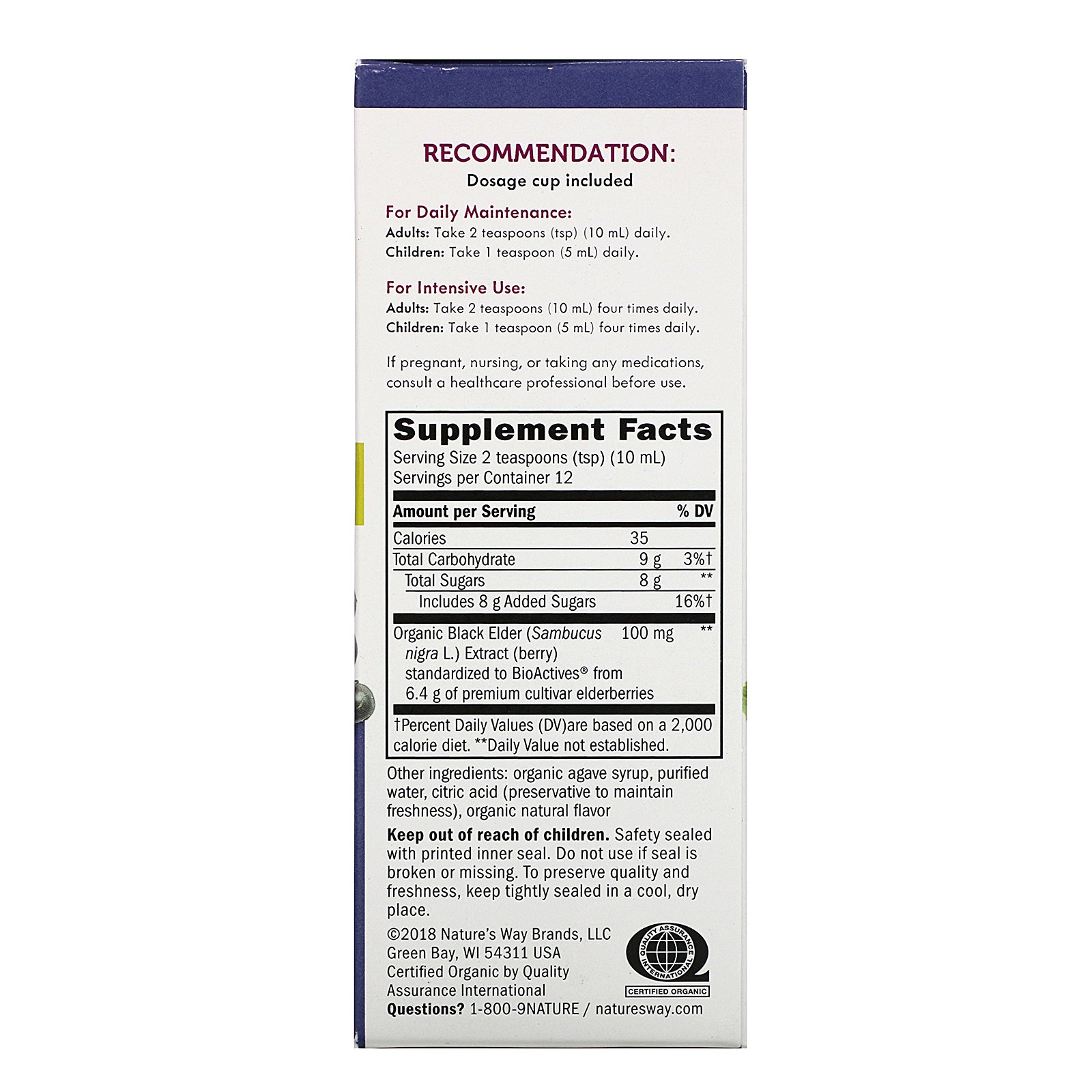 Nature's Way, Sambucus, Standardized Elderberry, Organic Syrup, 4 fl oz (120 ml) - Imagem 3
