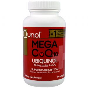 Qunol, Mega CoQ10 Ubiquinol 100 mg - 60 Cápsulas em Gel
