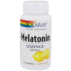 Solaray, Melatonina, Limão 500 mcg - 120 Pastilhas