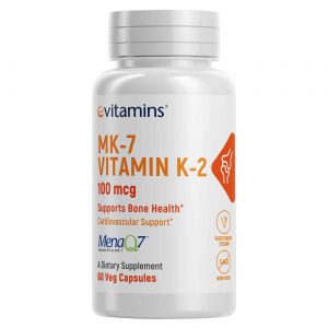 eVitamins MK-7 Vitamina K-2 - 100 mcg - 60 Cápsulas Vegetarianas