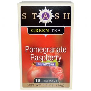 Stash Tea, Chá Verde Romã e Framboesa Com Matcha - 18 Saquinhos de Chá