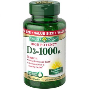 Nature's Bounty, Alta Potência Vitamina D3 - 1.000 UI- 250 Cápsulas em Gel