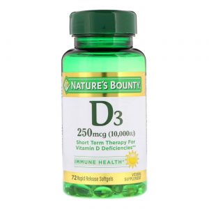 Nature's Bounty, Vitamina D3 10,000 IU Ultra Forte - 60 Cápsulas em Gel