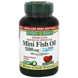 Nature's Bounty Odor-Less Premium Strength Mini Óleo de Peixe - 1,290 mg - 90 Coated Cápsulas em Gel
