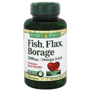Nature's Bounty, Peixe, Linhaça e Borragem 1,200 mg - 72 Cápsulas em Gel