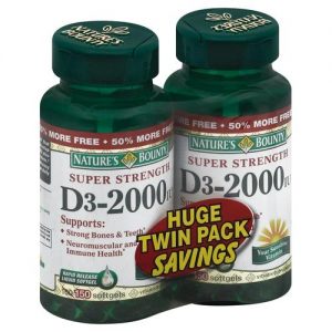 Nature's Bounty, Vitamina D3‑2000 Super Forte, Embalagem Dupla - 150 Cápsulas em Gel