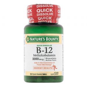 Nature's Bounty, B-12 - 1,000 mcg - 60 Pastilhas de dissolução rápida