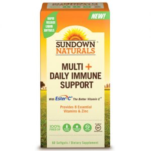 Sundown Naturals, Multi+Daily Suporte Imunológico - 60 Cápsulas em Gel