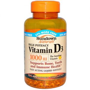 Vitamina D3 - 1,000 IU - 400 Cápsulas em Gel - Sundown Naturals
