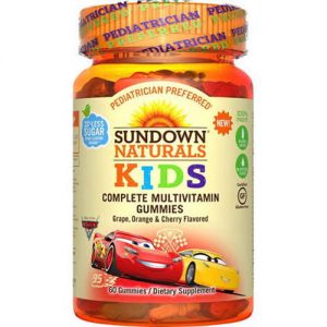 Sundown Naturals, Multivitamínico Completo para Crianças - Uva, Laranja e Cereja - 60 Gomas