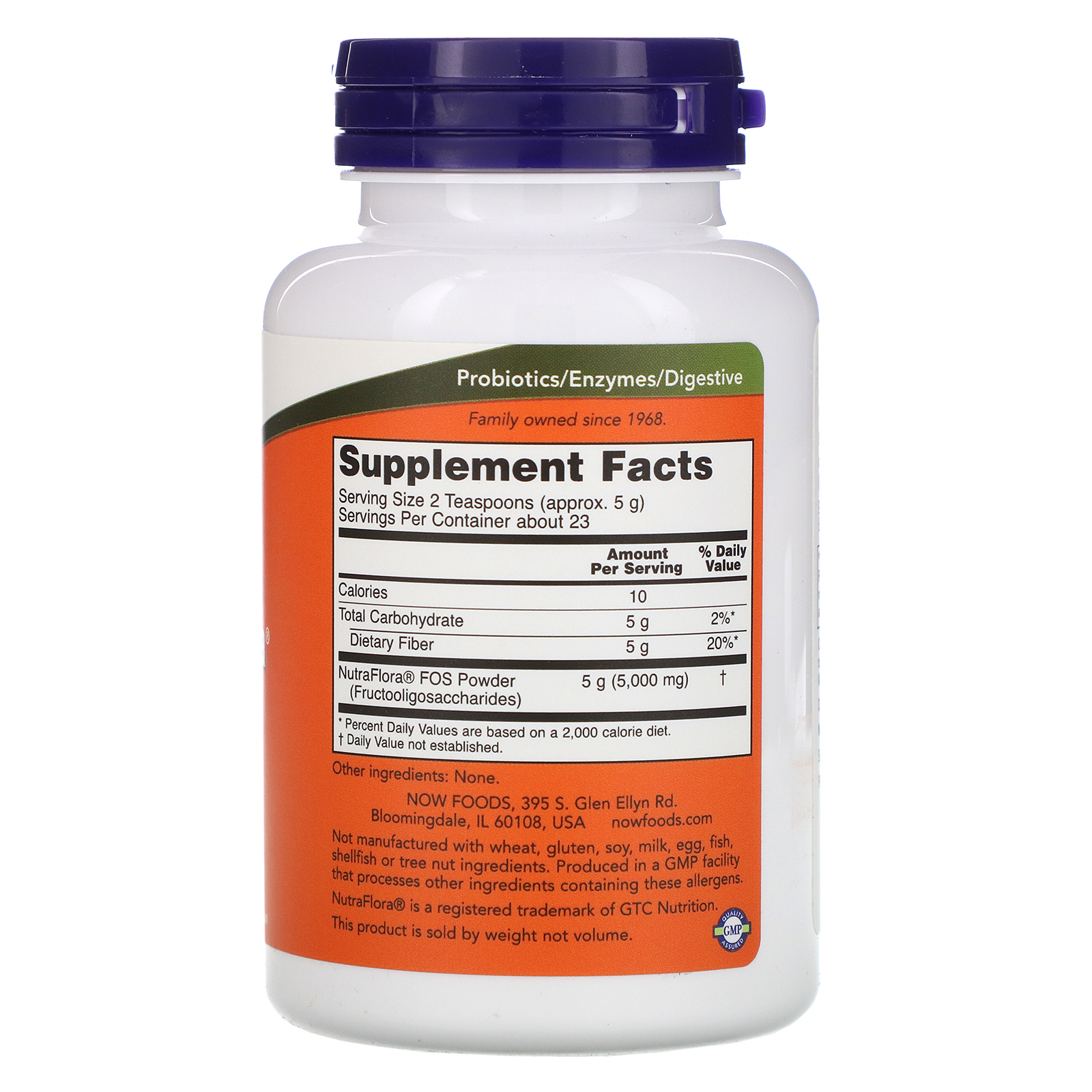 Now Foods, NutraFlora FOS, Pó Puro, 4 oz (113 g) - Imagem 2