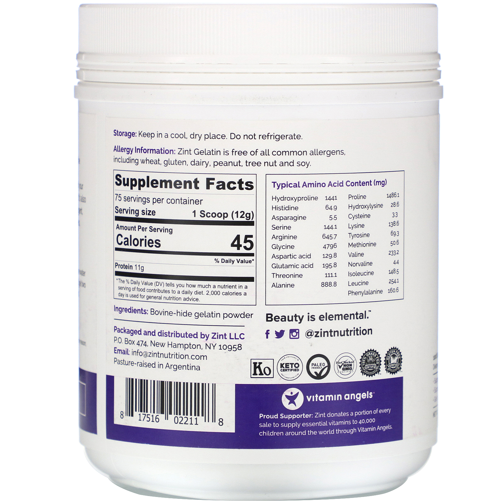 Zint, Premium Beef Gelatin, Thickening Protein Powder, 32 oz (907 g) - Imagem 2
