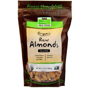 Now Foods, Amêndoas Integrais Orgânica, Sem Sal - 340 g (12 oz)