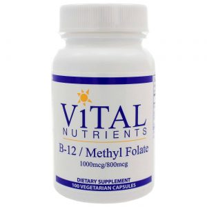 Vital Nutrients, B12/Metil Folato 1000mcg/800mcg - 100 Cápsulas